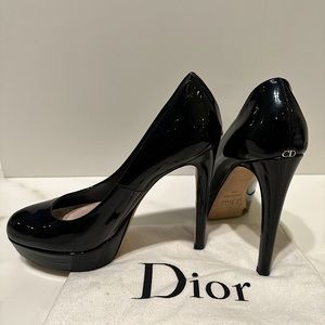 Christian Dior Classic Platform Patent Leather Pump with “CD” Signature on Heel